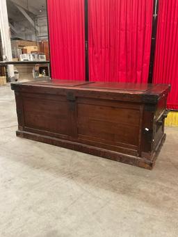 Handsome Vintage Wooden Chest, Possibly Reclaimed Wood. Measures 53" x 21" See pics.