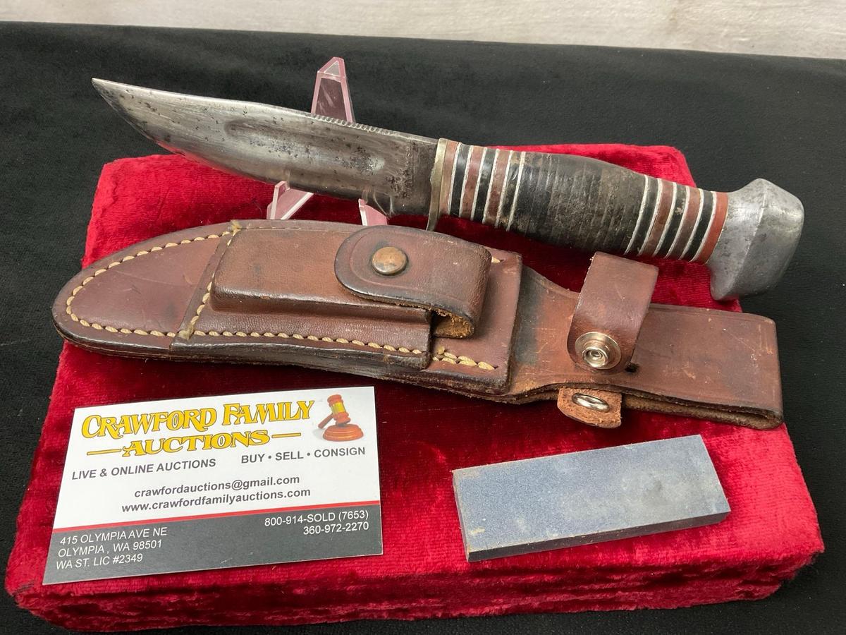Vintage Remington RH-34 Fixed Blade Knife w/ Sheath, 4.5 inch blade