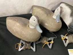 Set of 4 Duck Decoys by w/ Long cords on spindles