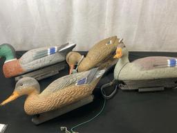 Set of 4 Duck Decoys by w/ Long cords on spindles