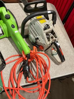 Trio of Chainsaws / trimmer - Echo Gas Chainsaw - Portland 14" Electric Chainsaw - Hedge Trimmer