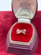 14k rose gold tied bow design ring sz 3 - 2.06 grams