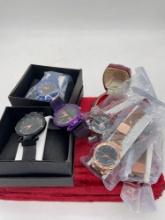 Selection of 6 like new fashion mesh and sparkly watches, 5 like new with packaging or boxes