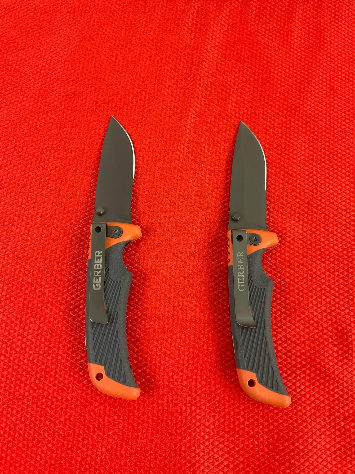 2 pcs Gerber Bear Grylls 3" Scout Folding Pocket Knives Model No. 30-000386. NIB. See pics.