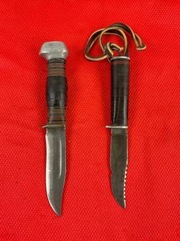 2 pcs Vintage Remington Collectible Fixed Blade Knives Models RH34 & RH84 w/ Sheathes. See pics.