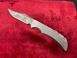 Folding Knife, Signed 2.5 inch Blade, Stainless Steel construction