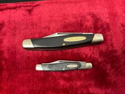 Pair of Vintage Buck Folding Pocket Knives, Black Delrin Handles, triple blade 301, double blade ...