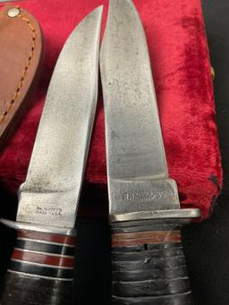 Pair of Vintage Remington Knives made by PAL, Rh-35 & Unmarked w/ Sheaths