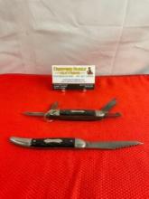 2 pcs Vintage Steel Folding Knives. Colonial Prov. USA "Fish-King" & The Ideal "Camper." See pics.