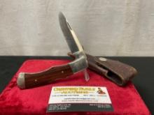 Vintage Buck 531- Folding Knife, Wooden Scales w/ Leather Case