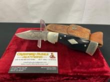 Vintage Western Folding Pocket Knife, S-533, engraved blade with Duck scene, metal and wooden han...