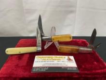 Trio of Vintage Remington Folding Knives, 2x Teardrop Jackknife Single Blades, 1x Mini Trapper