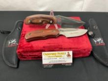 Pair of Buck 480 Rocky Mountain Elk Foundation Fixed Blade Knives w/ Nylon sheaths