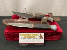 Pair of Vintage Remington Fixed Blade Knives, 1x RH-51 & 1x RH-70 w/ Leather sheaths