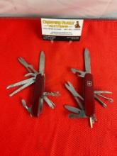 2 pcs Vintage Steel Folding Multi-Tool Swiss Army Pocket Knives. 1 Victorinox Officer Suisse, 1