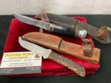 Pair of Vintage Remington Fixed Blade Knives, 1x RH-4 & 1x RH-72, w/ leather sheaths