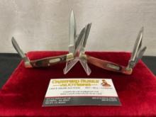 Pair of Vintage Buck Folding Knives, Models 303 & 373, Stockman Triple Blade Knives