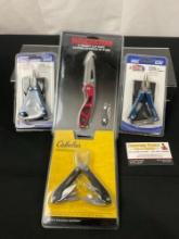 4x NIP Winchester Pocket Clip Knife, 3x Multitools w/ pliers, incl Cabelas & Eagle Claw Lazer Tools