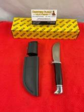 Modern Buck 4" Steel Fixed Blade Skinner Knife Model B103-1 w/ Leather Sheath. NIB. See pics.