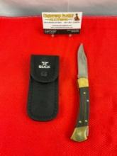 Modern Buck 3.5" Steel Folding Blade Pocket Knife Model 110+ w/ Nylon Sheath. See pics.