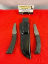 2 pcs Modern Buck 2.75" Steel Fixed Blade Hunting Knives Models 475C & 475U. See pics.