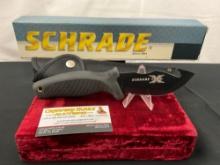 Modern Schrade Guthook Knife, Model XT3B, in box, Black blade & Rubber Handle