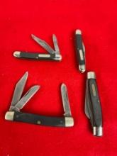 4x Frontier Knives 2x Dual Bladed Folding Pocket Knives & 2x Triple Bladed ones - See pics
