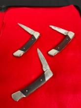 Trio of Buck 501 Folding Pocket Knives - Each Blade is 2.5" - See pics