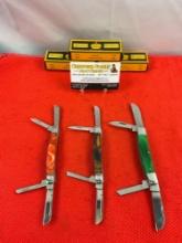 3 pcs King Cutter German Stainless Steel Folding 4-Blade Pocket Knives 2x 1.75", 1x 2". NIB. See