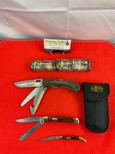 3 pcs Mossberg 420 Stainless Steel Folding Blade Pocket Knives. 1x Trapper, 1x Toothpick. See pics.