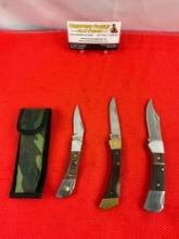 3 pcs Folding Blade Hunting Pocket Knives Assortment. 1x Appalachian Trail, 1x Craftsman, 1x