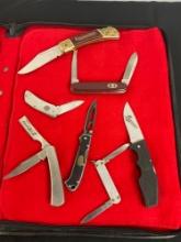 Collection of 7 Folding Blade Pocket Knives incl. Crompton, Zippo, Beretta, & Danner