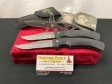 Trio of Gerber Folding Pocket Knives, 2x 650 Big Gator, 1x Paraframe II Knife