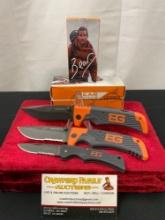 3x Bear Grylls Gerber Folding Survival Knives, 2x Scout Knives, 1x Compact Scout