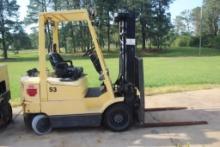 Hyster 550XM Forklift, Propane, Solid Tires, Triple Stage Mast w/Fork Posit