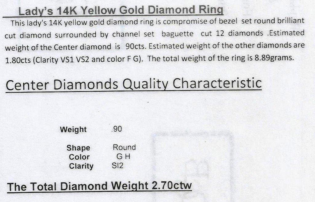 14K YELLOW GOLD 2.70CTW DIAMOND RING