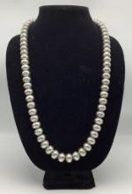 Sterling Strand Of Navajo Pearls - 30" (3.5 Ozt Total Weight)