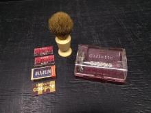 Vintage Gillette Double Sided Razor with Blades and Shave Brush