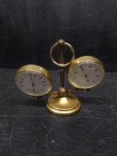 Vintage Brass Hygrometer & Thermometer Desk Accessory
