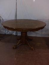 Contemporary Oak Pedestal Dining Table with Eagle Claw and Ball Feet