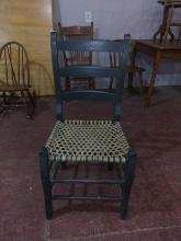 Wooden Slat Back and Woven Rope Seat Side Chair