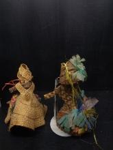 Pair of Wicker Jamaican Style Souvenir Dolls