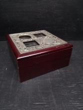 [Wooden and Metal Jewelry Box with Picture Collage Top