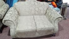 Contemporary Upostered Love Seat w/ Ball & Claw Feet