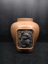 Contemporary Vase with Raccoons