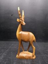 Hand Carved Wooden Antelope