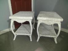 (2) Painted Wicker Side Tables (x2)