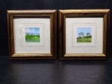 Pair Framed Miniature Prints-Landscapes signed & numbered