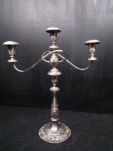 William & Rogers Silver Plated 3 Arm Candlestick