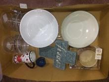 BL-Plastic Canisters, Mixing Bowls, Mug, Decorative Cross